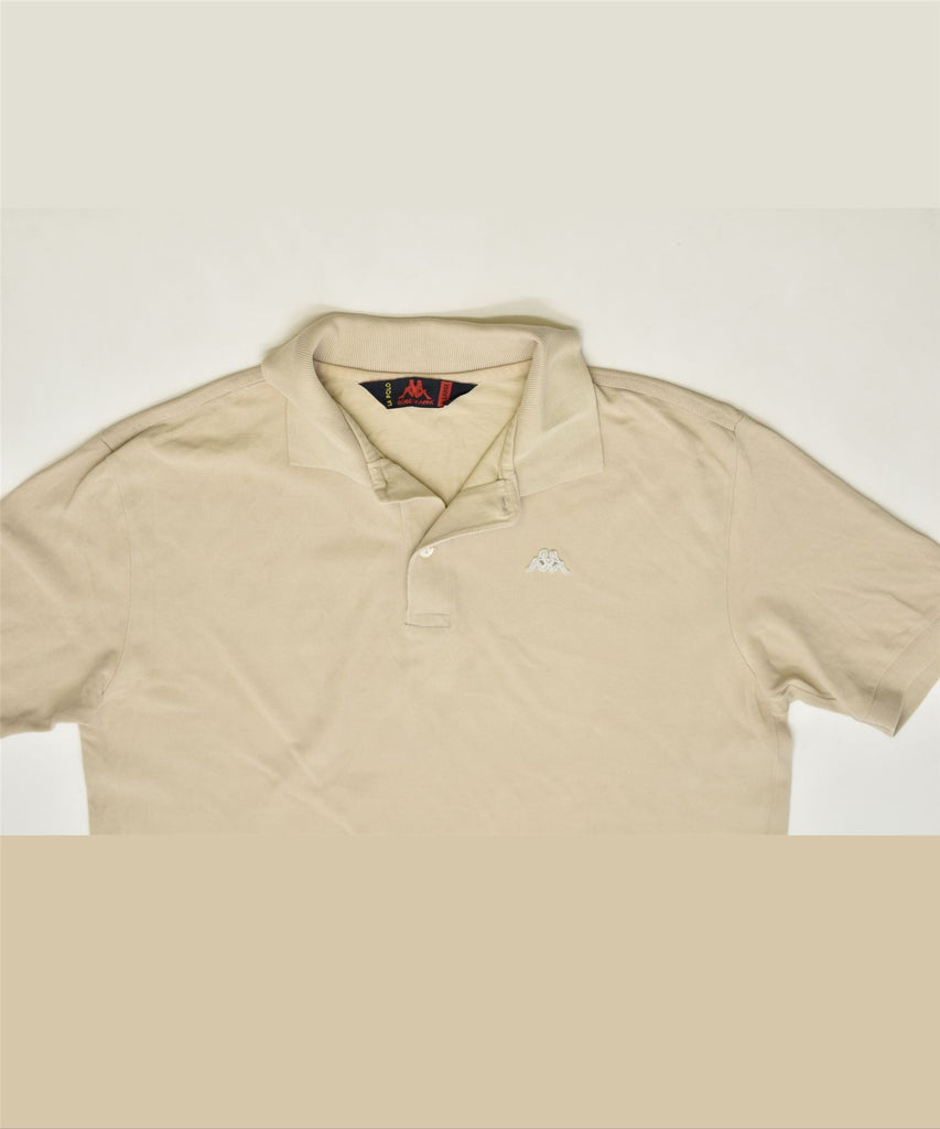 KAPPA Mens Slim Fit Polo Shirt XL Beige Cotton | Vintage | Thrift | Second-Hand | Used Clothing | Messina Hembry 