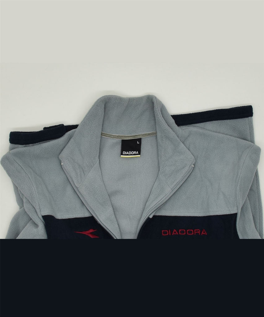 DIADORA Womens Fleece Jacket UK 16 Large Grey Polyester | Vintage | Thrift | Second-Hand | Used Clothing | Messina Hembry 