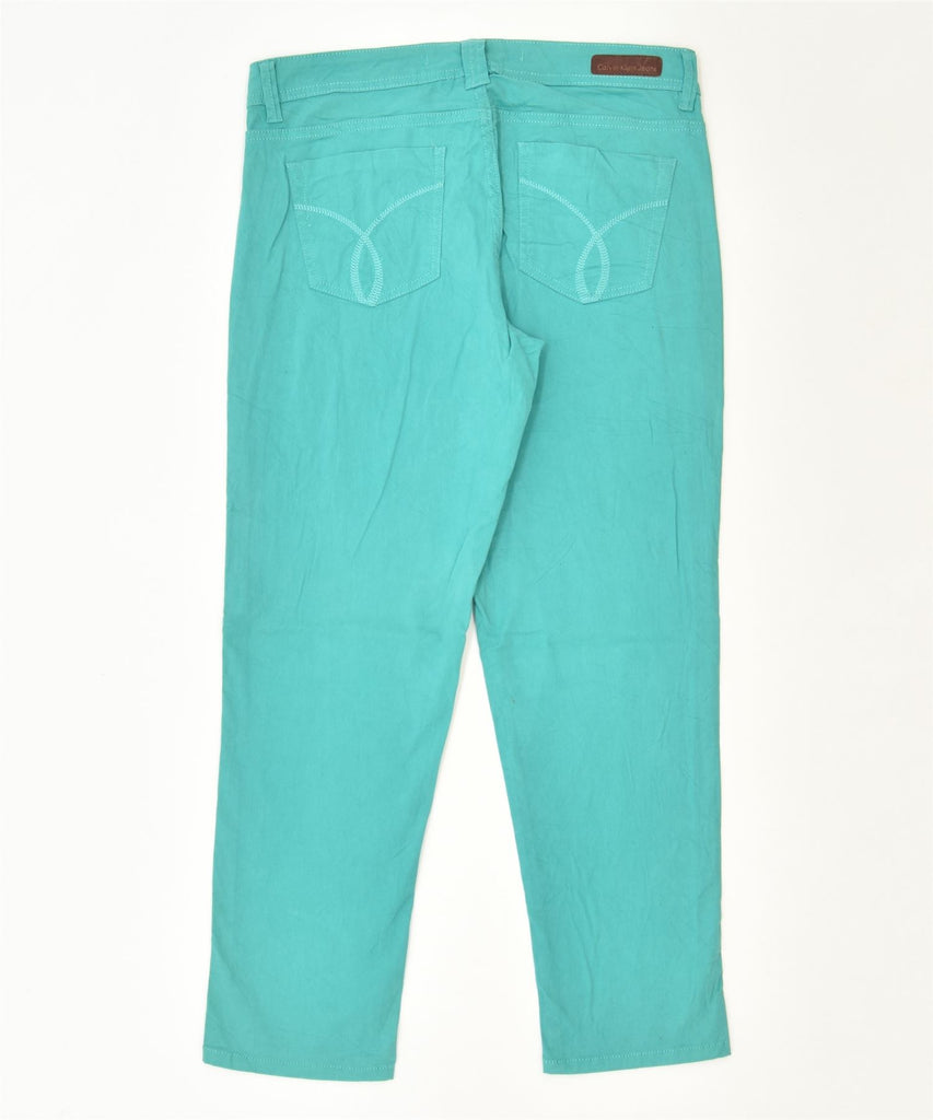 CALVIN KLEIN Womens Slim Casual Trousers US 8 Medium W30 L27 Turquoise | Vintage | Thrift | Second-Hand | Used Clothing | Messina Hembry 