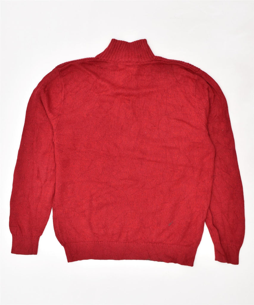 NAUTICA Mens Button Neck Jumper Sweater Large Red Cotton | Vintage | Thrift | Second-Hand | Used Clothing | Messina Hembry 