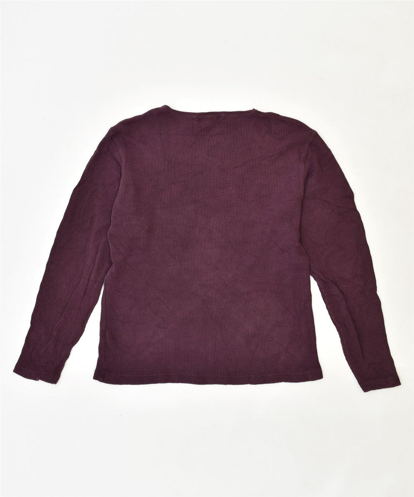 EDDIE BAUER Womens Crew Neck Jumper Sweater UK 14 Medium Burgundy Cotton | Vintage | Thrift | Second-Hand | Used Clothing | Messina Hembry 