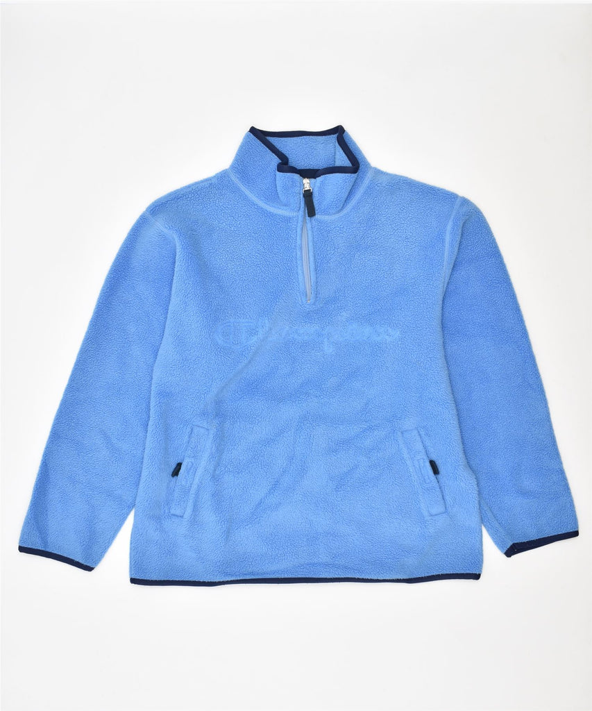 CHAMPION Girls Fleece Zip Neck Jumper Sweater 11-12 Years Blue Polyester | Vintage | Thrift | Second-Hand | Used Clothing | Messina Hembry 
