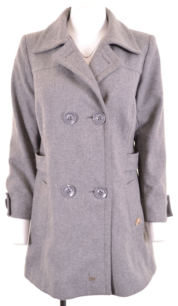 MARINA RINALDI Womens Peacoat Size 19 Small Grey Wool Loose Fit - Second Hand & Vintage Designer Clothing - Messina Hembry