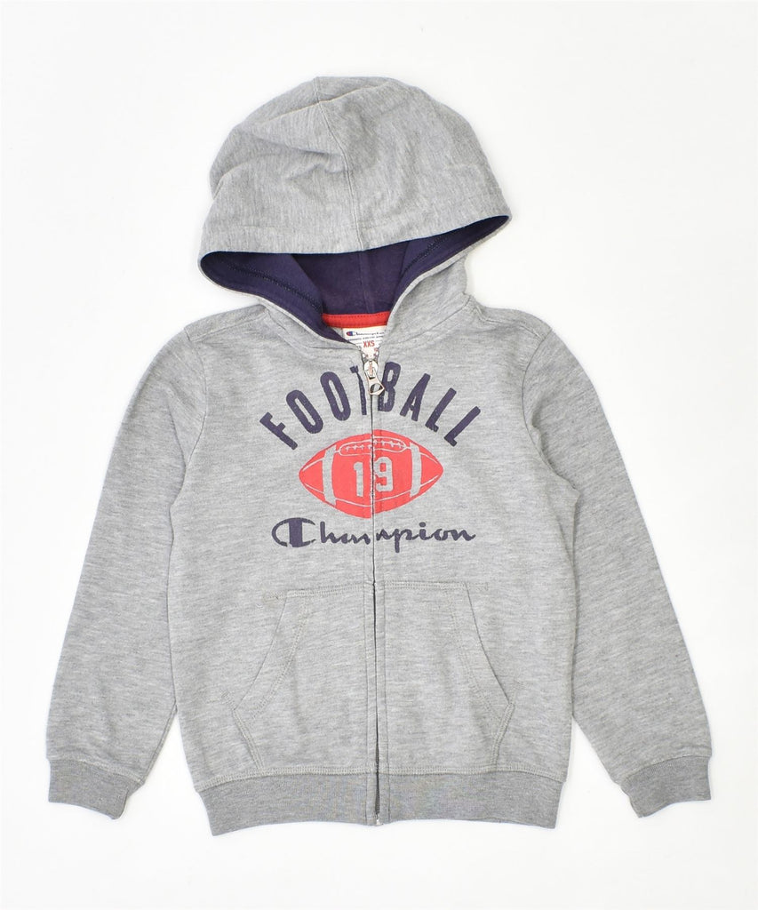 CHAMPION Girls Graphic Zip Hoodie Sweater 3-4 Years 2XS Grey Cotton | Vintage | Thrift | Second-Hand | Used Clothing | Messina Hembry 