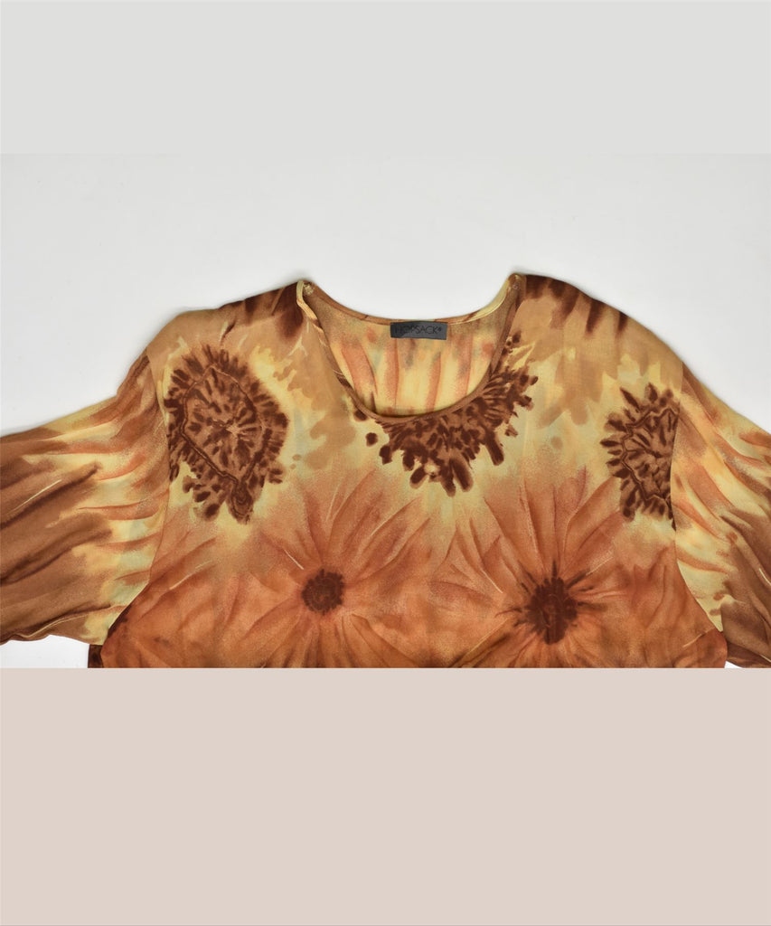 HOPSACK Womens Blouse Top UK 20 XL Brown Floral Viscose Vintage | Vintage | Thrift | Second-Hand | Used Clothing | Messina Hembry 