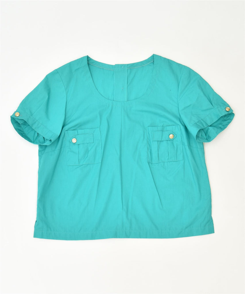 VINTAGE Womens Blouse Top UK 14 Medium Turquoise Classic | Vintage | Thrift | Second-Hand | Used Clothing | Messina Hembry 