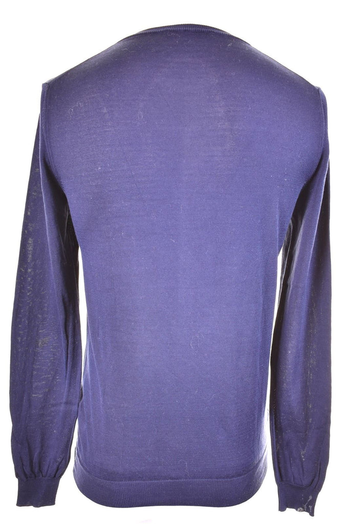 TRUSSARDI Mens Crew Neck Jumper Sweater Large Navy Blue Cotton - Second Hand & Vintage Designer Clothing - Messina Hembry