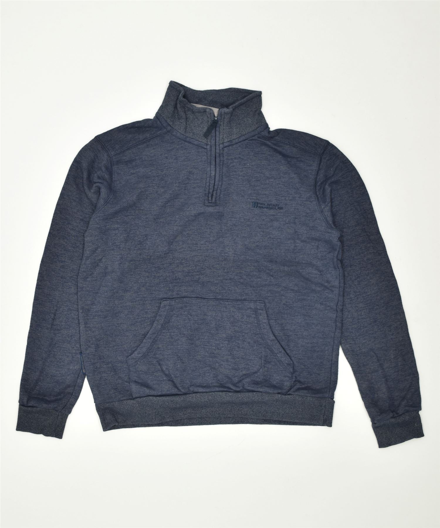 MOUNTAIN WAREHOUSE Mens Zip Neck Sweatshirt Jumper Small Blue Cotton