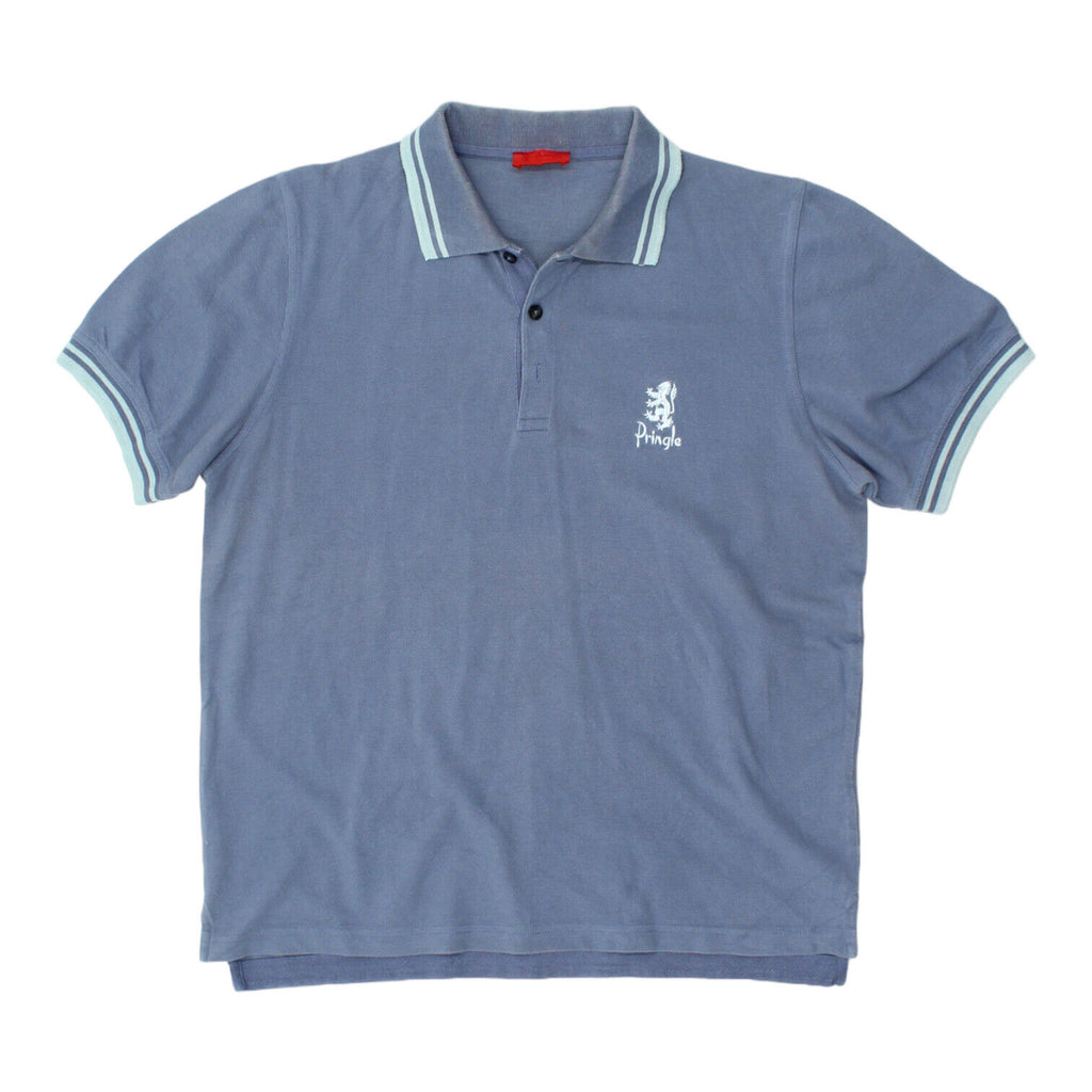 Pringle Mens Blue Short Sleeve Polo Shirt | Vintage High End Designer VTG | Vintage Messina Hembry | Thrift | Second-Hand Messina Hembry | Used Clothing | Messina Hembry 