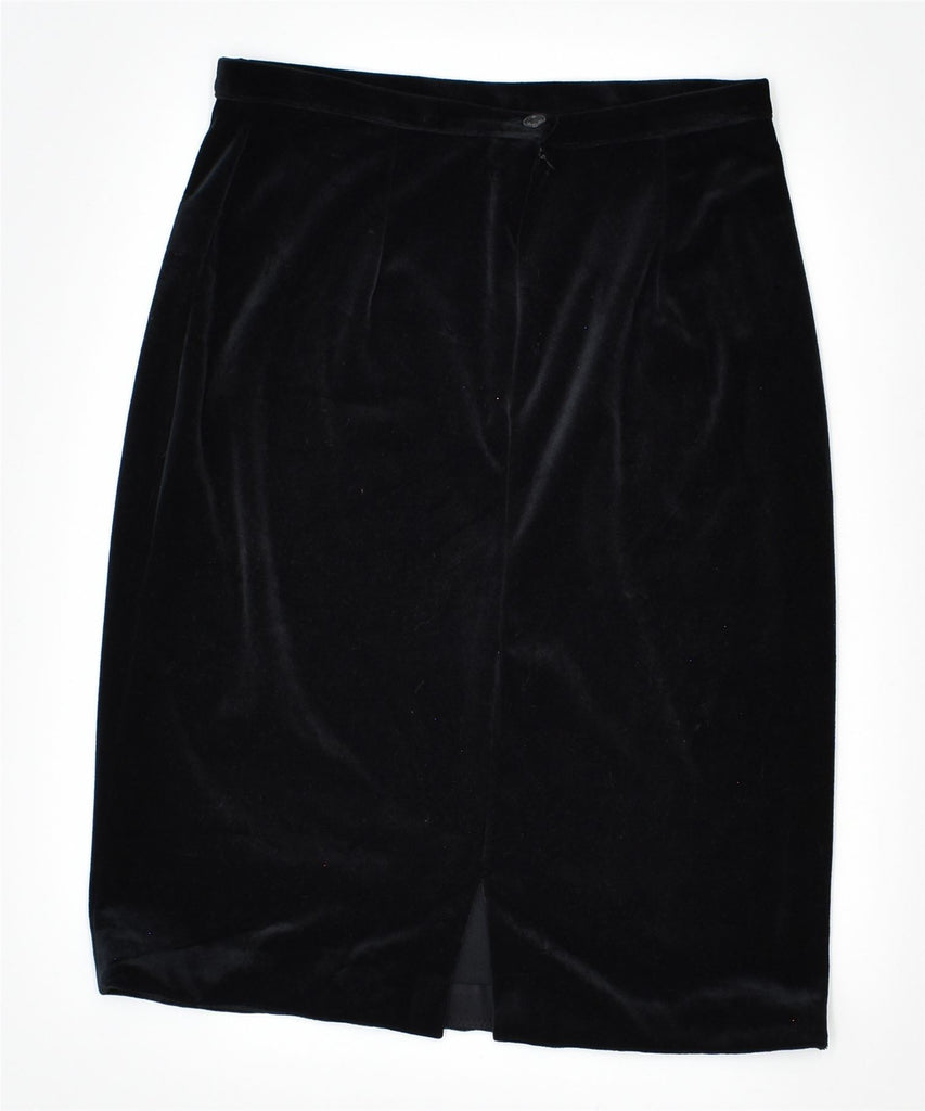 VINTAGE Womens Velvet Midi Skirt W25 XS Black Polyester | Vintage | Thrift | Second-Hand | Used Clothing | Messina Hembry 