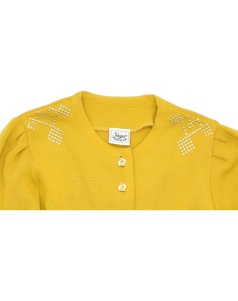 VINTAGE Womens Cardigan Sweater IT 50 XL Yellow Polyester | Vintage | Thrift | Second-Hand | Used Clothing | Messina Hembry 