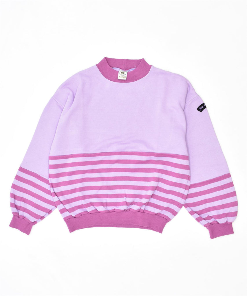 NEW CIEFFEBI Womens Sweatshirt Jumper UK 10 Small Pink Striped Acrylic | Vintage | Thrift | Second-Hand | Used Clothing | Messina Hembry 