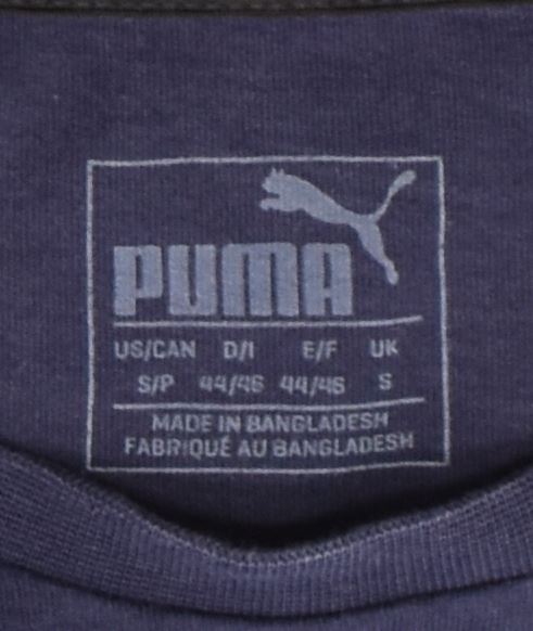 PUMA Mens Graphic Top Long Sleeve Small Navy Blue Cotton | Vintage | Thrift | Second-Hand | Used Clothing | Messina Hembry 