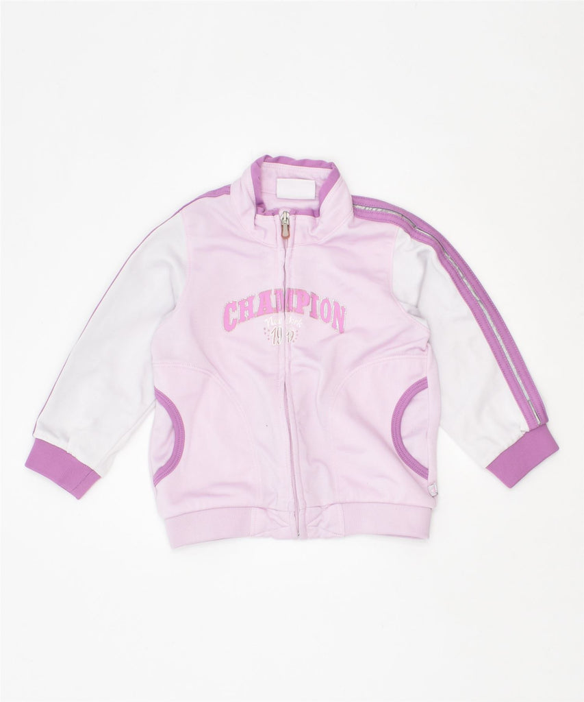 CHAMPION Girls Graphic Tracksuit Top Jacket 12-18 Months Medium Pink | Vintage | Thrift | Second-Hand | Used Clothing | Messina Hembry 