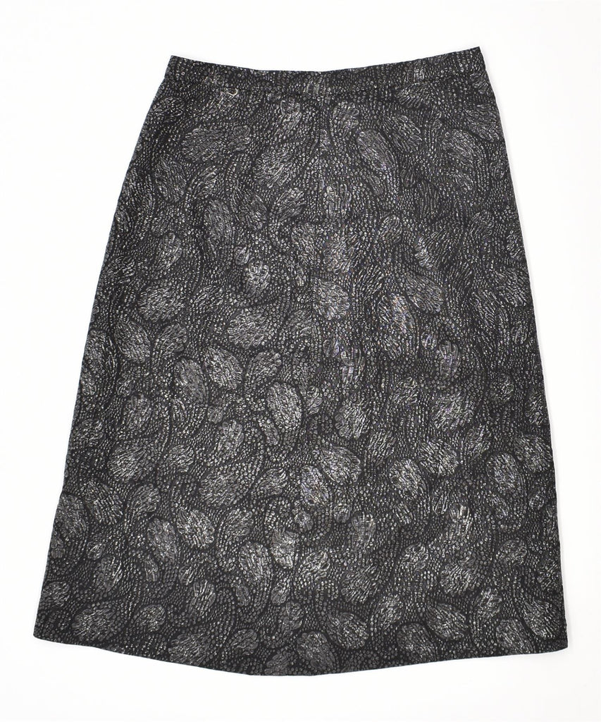 VINTAGE Womens High Waist A-Line Skirt W26 Small Black Paisley | Vintage | Thrift | Second-Hand | Used Clothing | Messina Hembry 