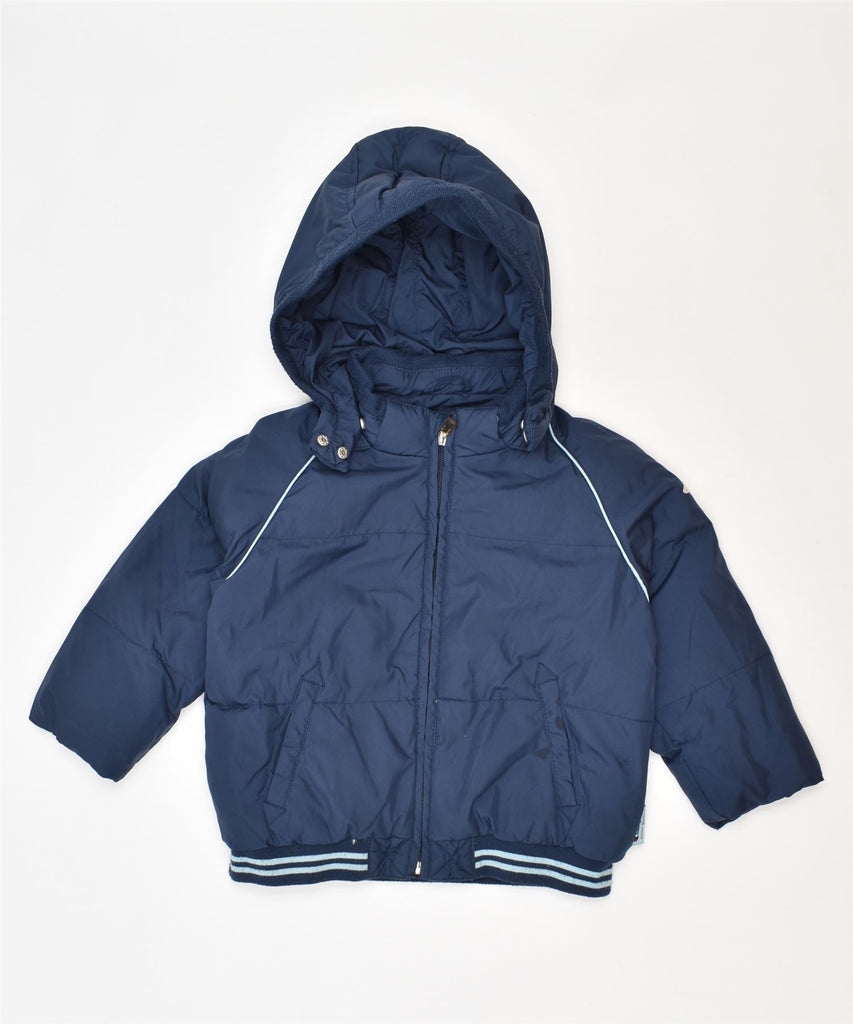 CHAMPION Boys Hooded Padded Jacket 2-3 Years XL Navy Blue Polyester | Vintage | Thrift | Second-Hand | Used Clothing | Messina Hembry 