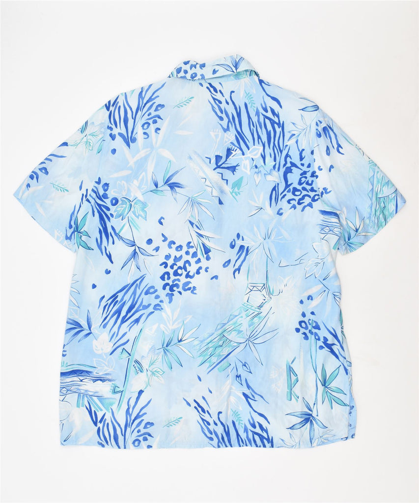 CANDA Womens Oversized Short Sleeve Shirt EU 42 Medium Blue Floral Viscose | Vintage | Thrift | Second-Hand | Used Clothing | Messina Hembry 