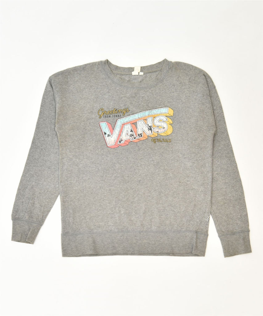 VANS Womens Graphic Sweatshirt Jumper UK 8 Small Grey Classic | Vintage | Thrift | Second-Hand | Used Clothing | Messina Hembry 