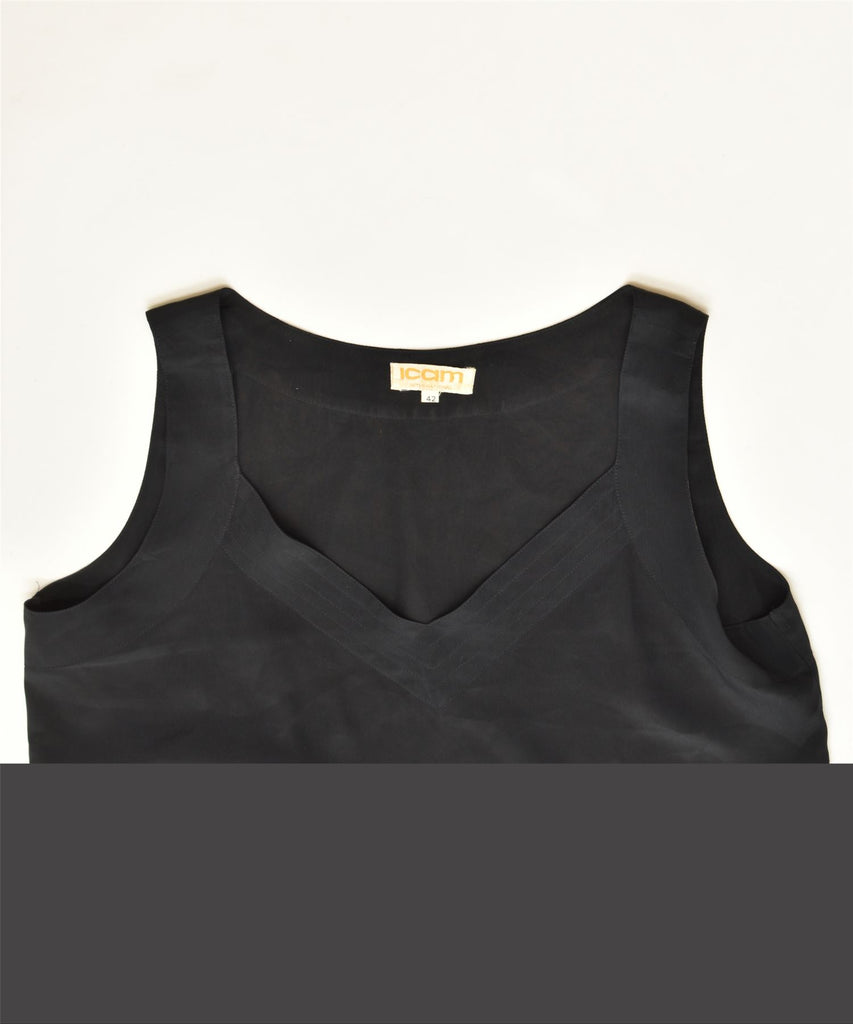 ICAM Womens Vest Top IT 42 Medium Black Polyester Classic Vintage | Vintage | Thrift | Second-Hand | Used Clothing | Messina Hembry 