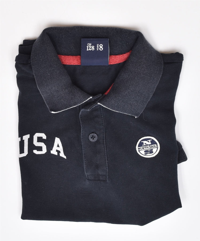 NORTH SAILS Boys USA Graphic Polo Shirt 7-8 Years Black Cotton | Vintage | Thrift | Second-Hand | Used Clothing | Messina Hembry 