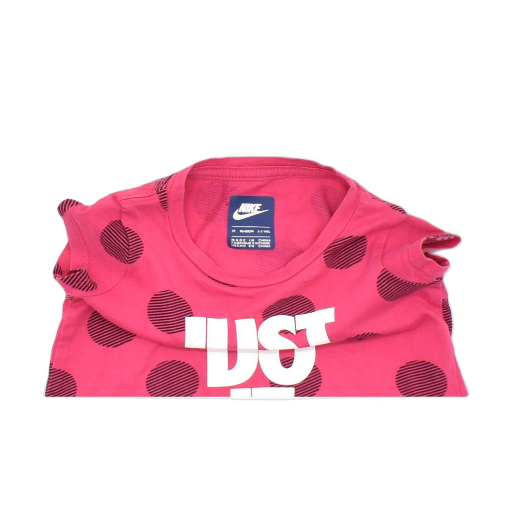 NIKE Baby Girls Graphic T-Shirt Top 18-24 Months Pink Polka Dot Cotton | Vintage | Thrift | Second-Hand | Used Clothing | Messina Hembry 