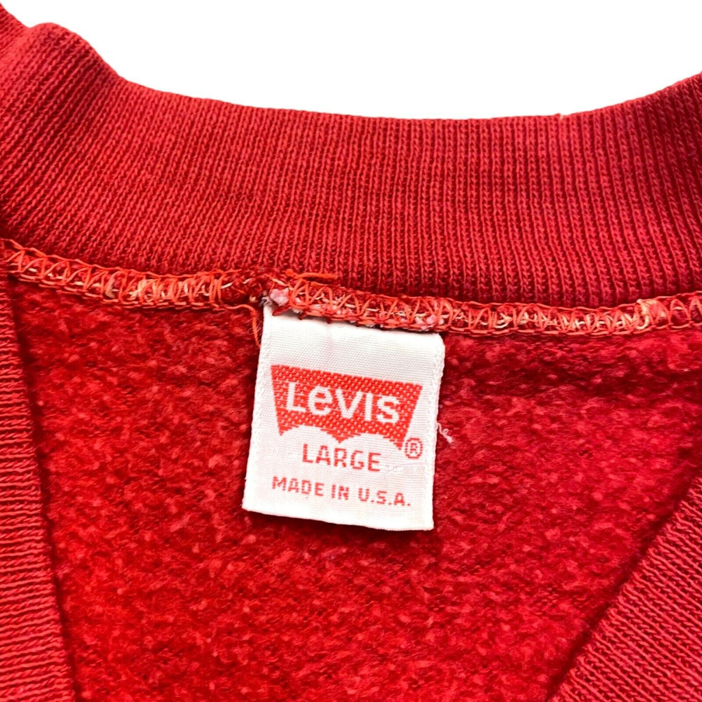 Levi Strauss & Co. V Neck Sweatshirt | Vintage 80s Levi's Designer Red Jumper | Vintage Messina Hembry | Thrift | Second-Hand Messina Hembry | Used Clothing | Messina Hembry 