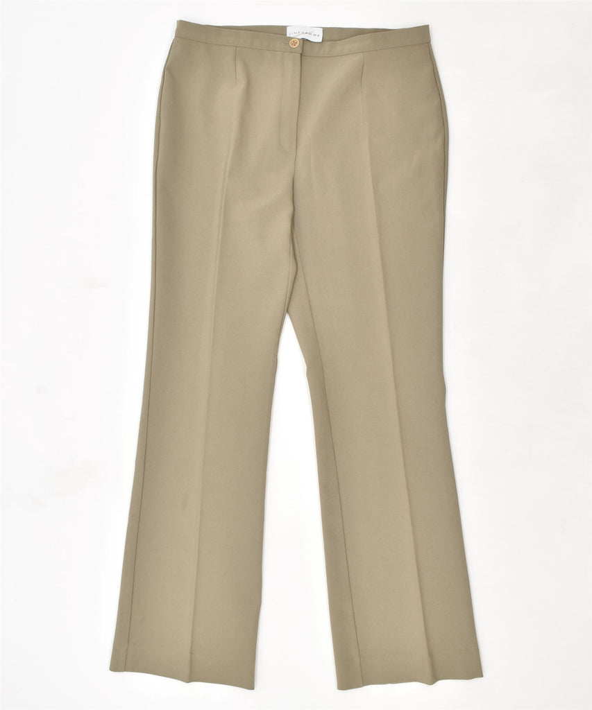 LINEA EMME Womens Flare Casual Trousers UK 12 Medium W32 L31 Beige | Vintage | Thrift | Second-Hand | Used Clothing | Messina Hembry 