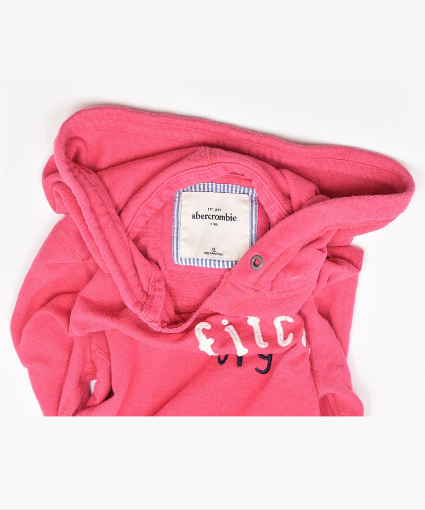 AMBERCROMBIE Girls Graphic Hoodie Jumper 13-14 Years Pink Cotton | Vintage | Thrift | Second-Hand | Used Clothing | Messina Hembry 