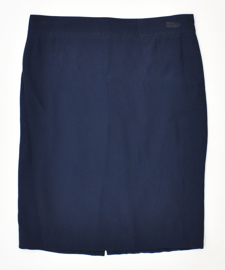 GENNY Womens Midi Skirt IT 48 XL W33 Navy Blue Acetate Vintage | Vintage | Thrift | Second-Hand | Used Clothing | Messina Hembry 