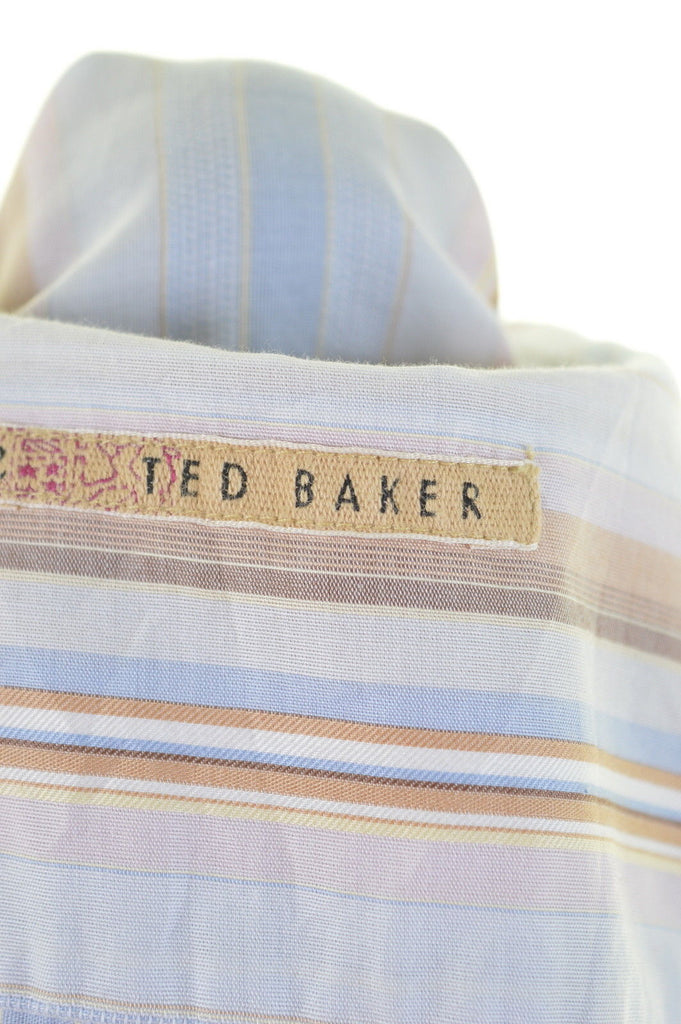 TED BAKER Mens Shirt Medium Multi Stripes Cotton - Second Hand & Vintage Designer Clothing - Messina Hembry