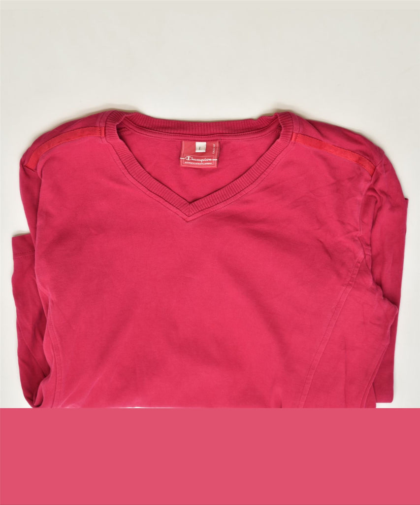 CHAMPION Womens Top Long Sleeve UK 16 Large Pink | Vintage | Thrift | Second-Hand | Used Clothing | Messina Hembry 