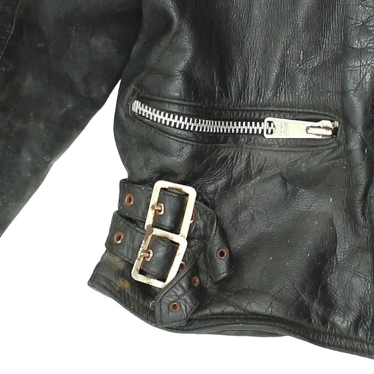 Vintage Mens Black Real Leather Motorcycle Jacket, 80s Retro Biker Gear VTG, Vintage & Second-Hand Clothing Online