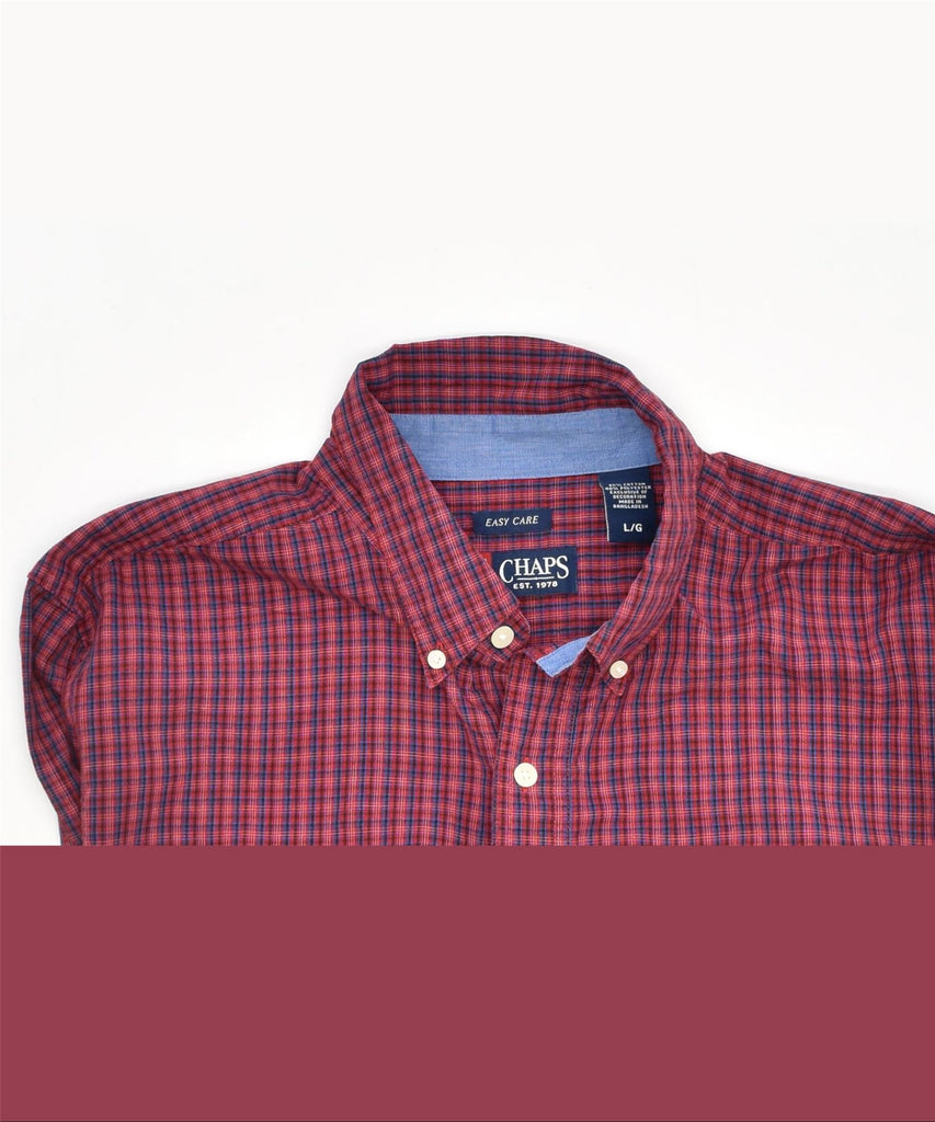 CHAPS Mens Shirt Large Maroon Check Cotton | Vintage | Thrift | Second-Hand | Used Clothing | Messina Hembry 