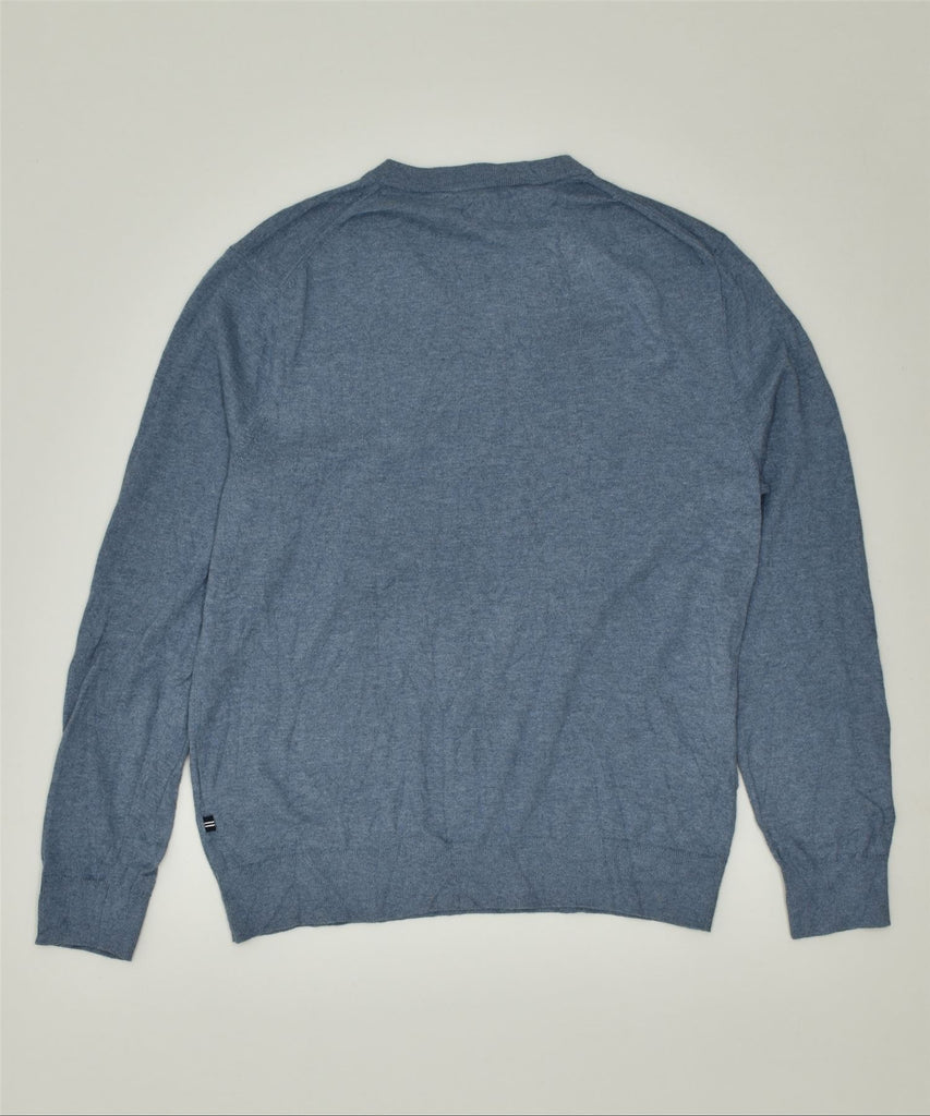 NAUTICA Mens Navtech V-Neck Jumper Sweater Medium Blue Cotton | Vintage | Thrift | Second-Hand | Used Clothing | Messina Hembry 