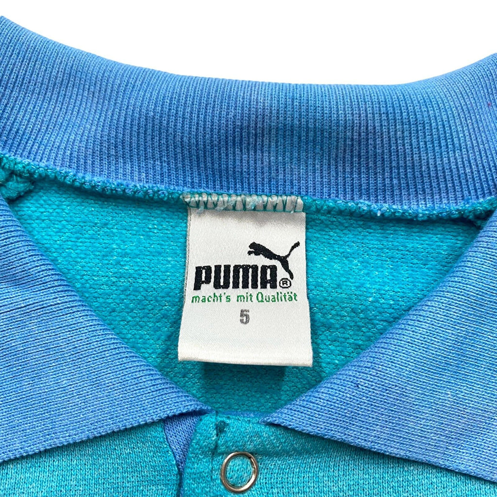 Puma Collared Chest Pocket Sweatshirt |.Vintage 90s Retro Sportswear Blue VTG | Vintage Messina Hembry | Thrift | Second-Hand Messina Hembry | Used Clothing | Messina Hembry 