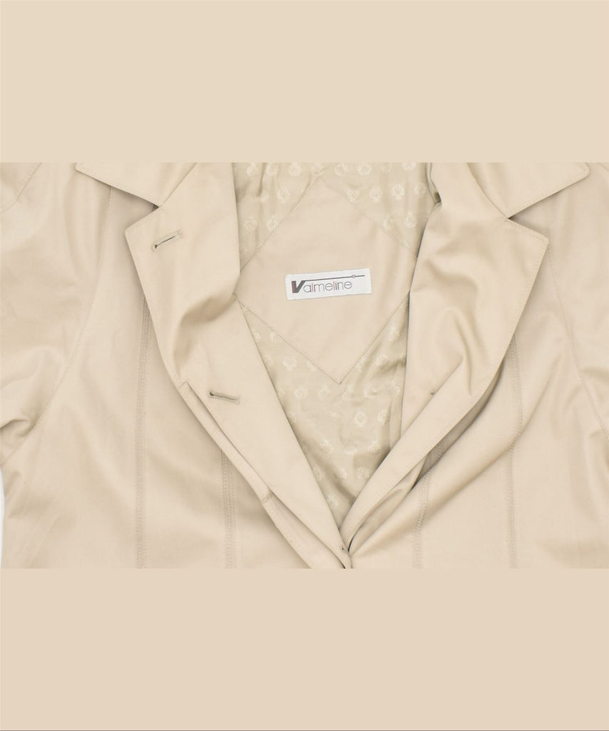 VALMELINE Womens Overcoat UK 10 Small Beige Polyester | Vintage | Thrift | Second-Hand | Used Clothing | Messina Hembry 