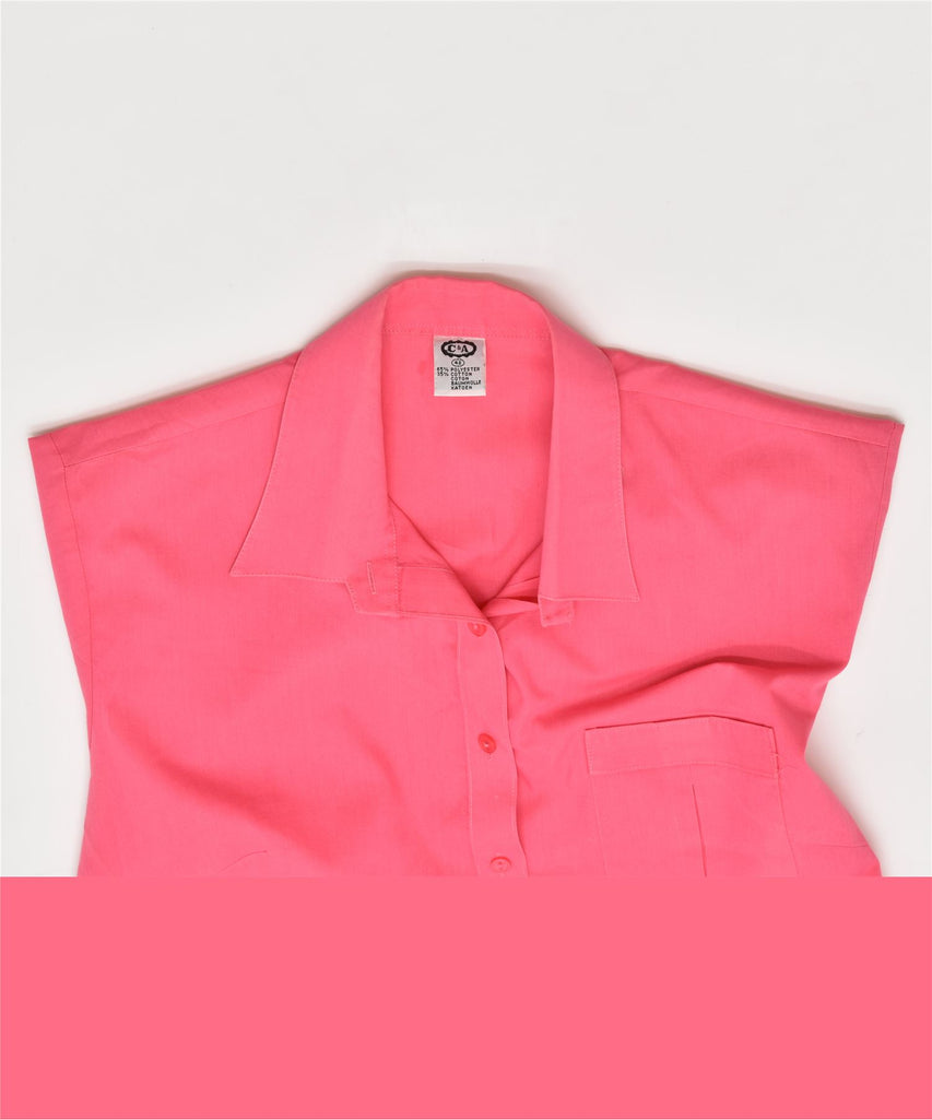 C & A Womens Short Sleeve Shirt EU 42 Medium Pink Polyester Vintage | Vintage | Thrift | Second-Hand | Used Clothing | Messina Hembry 