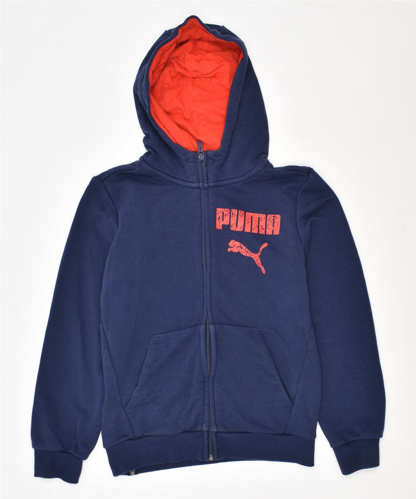 PUMA Boys Zip Hoodie Sweater 9-10 Years Navy Blue | Vintage | Thrift | Second-Hand | Used Clothing | Messina Hembry 