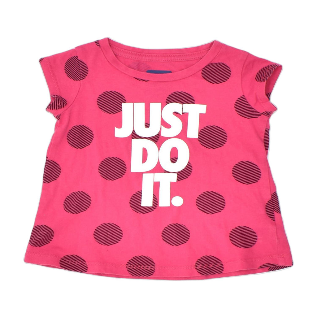 NIKE Baby Girls Graphic T-Shirt Top 18-24 Months Pink Polka Dot Cotton | Vintage | Thrift | Second-Hand | Used Clothing | Messina Hembry 