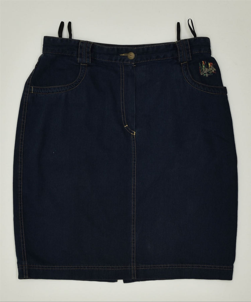 HAPPY Womens Denim Skirt EU 44 Large W32 Navy Blue Cotton Vintage | Vintage | Thrift | Second-Hand | Used Clothing | Messina Hembry 