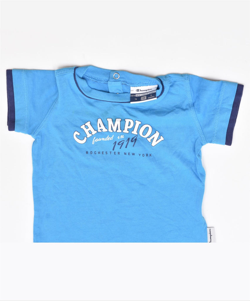 CHAMPION Boys Graphic T-Shirt Top 6-9 Months XS Blue | Vintage | Thrift | Second-Hand | Used Clothing | Messina Hembry 