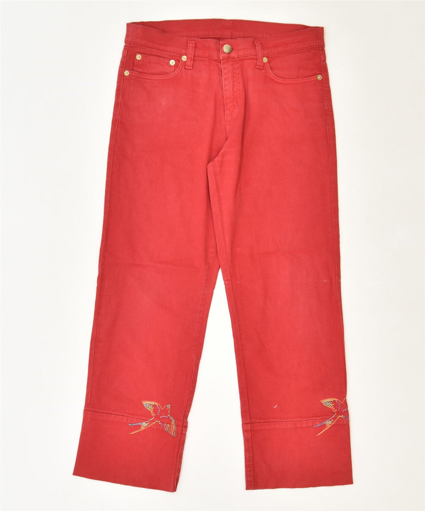 ICEBERG Womens Straight Capri Jeans W30 L25 Red Cotton | Vintage | Thrift | Second-Hand | Used Clothing | Messina Hembry 