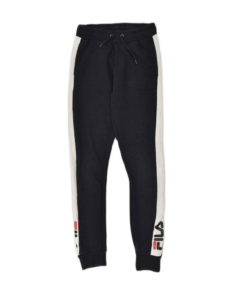 FILA Mens Tracksuit Trousers Joggers XS Black Colourblock Cotton | Vintage | Thrift | Second-Hand | Used Clothing | Messina Hembry 