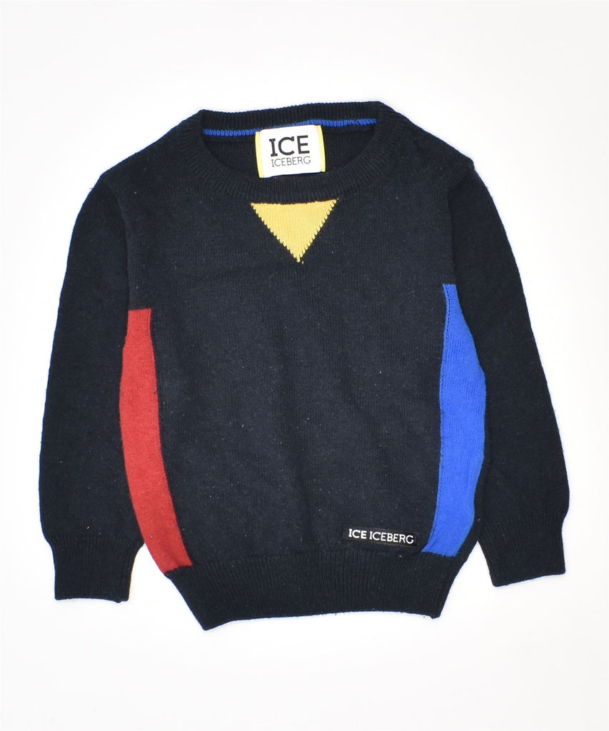 ICEBERG Boys Crew Neck Jumper Sweater 6-9 Months Navy Blue Acrylic | Vintage | Thrift | Second-Hand | Used Clothing | Messina Hembry 