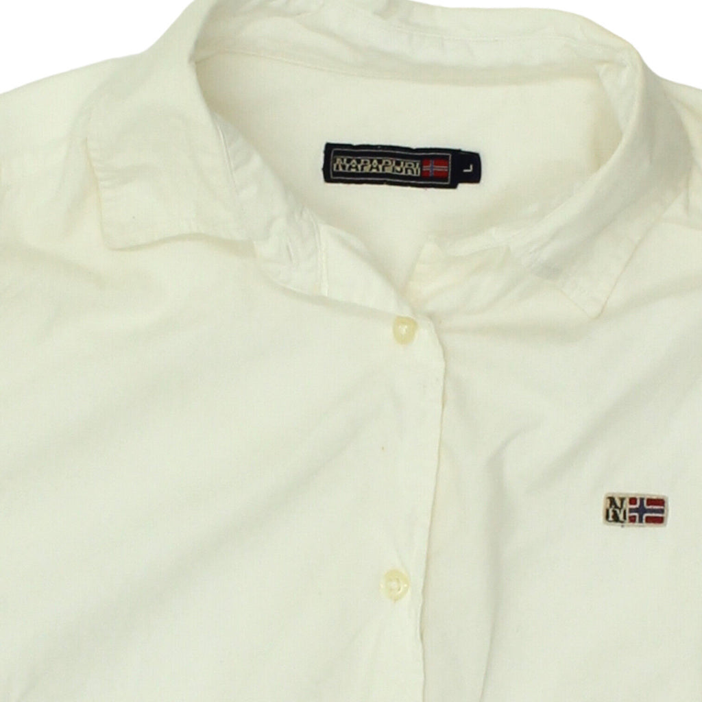 Napapijri Womens White Collared Button Up Cotton Shirt | Vintage Designer VTG | Vintage Messina Hembry | Thrift | Second-Hand Messina Hembry | Used Clothing | Messina Hembry 