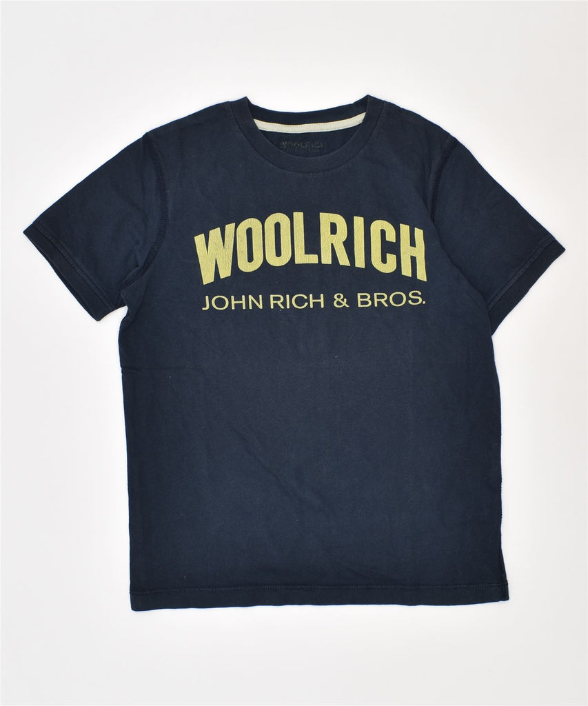 WOOLRICH Boys Graphic T-Shirt Top 7-8 Years Navy Blue Cotton | Vintage | Thrift | Second-Hand | Used Clothing | Messina Hembry 