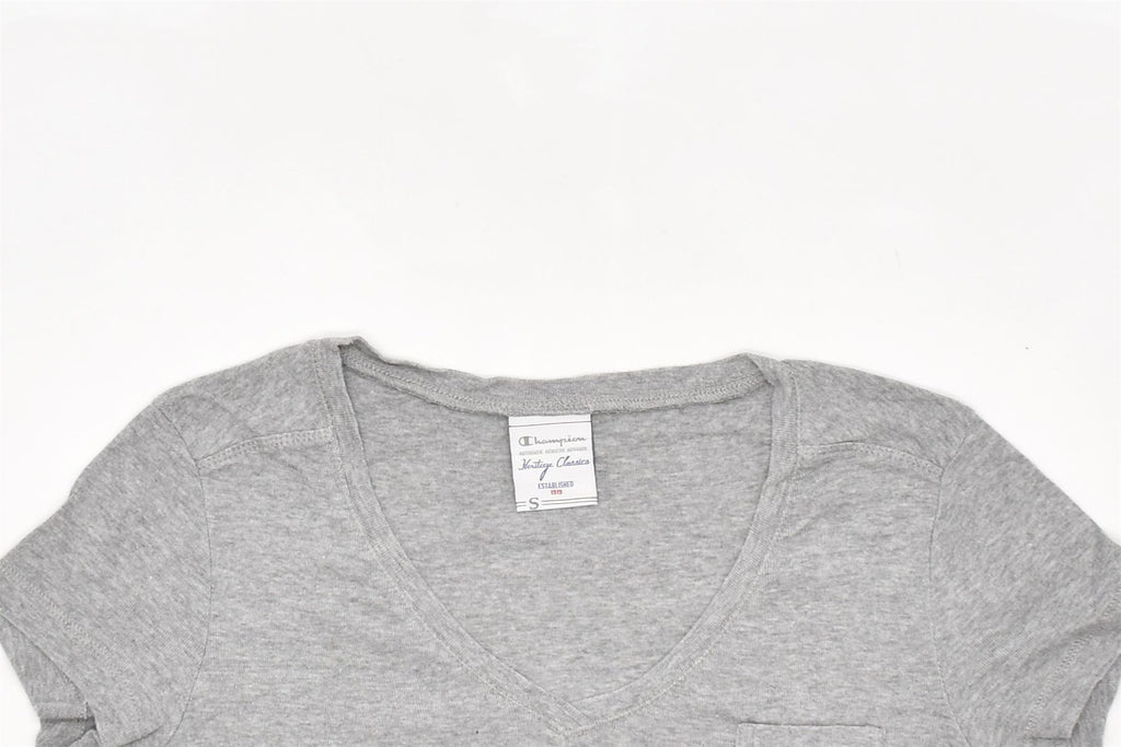 CHAMPION Womens T-Shirt Top UK 10 Small Grey Cotton | Vintage | Thrift | Second-Hand | Used Clothing | Messina Hembry 