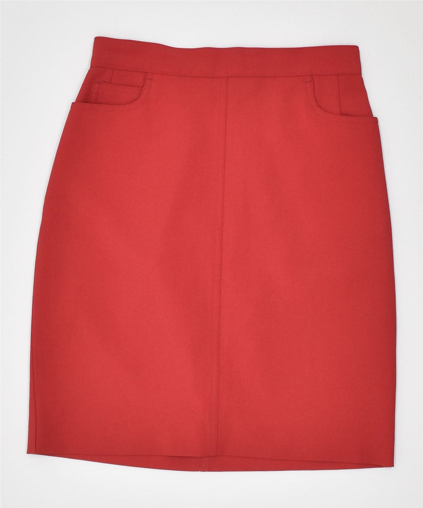 STEFANEL Womens Pencil Skirt IT 42 Medium W26 Red Polyester | Vintage | Thrift | Second-Hand | Used Clothing | Messina Hembry 