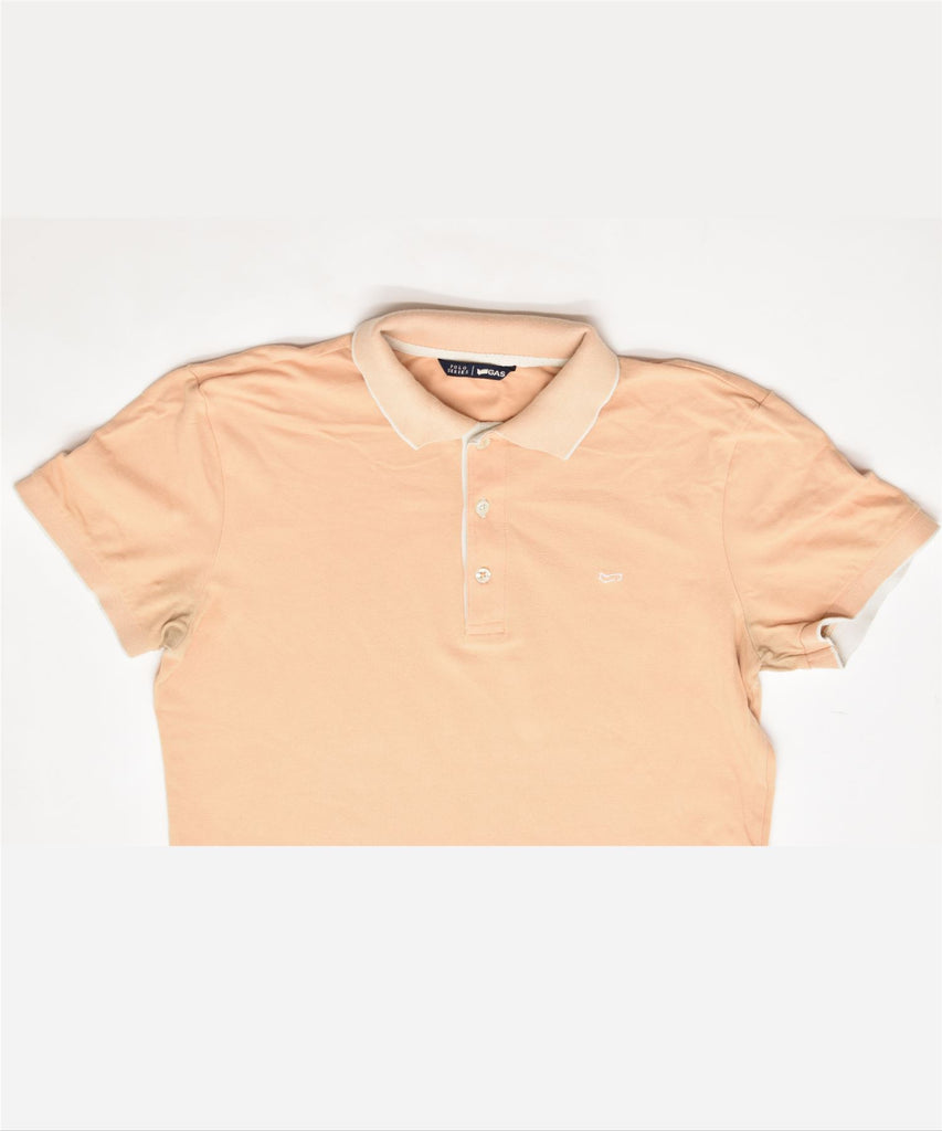 GAS Mens Polo Shirt Small Beige Cotton | Vintage | Thrift | Second-Hand | Used Clothing | Messina Hembry 