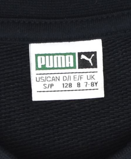 PUMA Girls Crop Graphic Sweatshirt Jumper 7-8 Years Black | Vintage | Thrift | Second-Hand | Used Clothing | Messina Hembry 